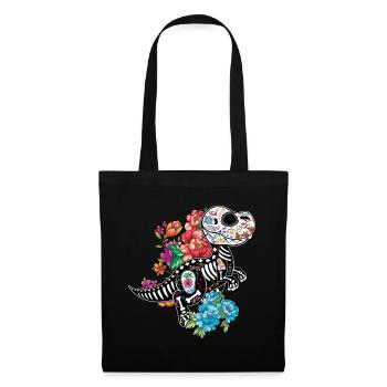 Dinosaur Skeleton Muertos Day Of Dead Halloween - Tote Bag - black - Front