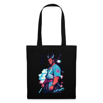 Samouraï Oni Yokai Esthétique Style Vaporwave - Sac en tissu - noir - Devant