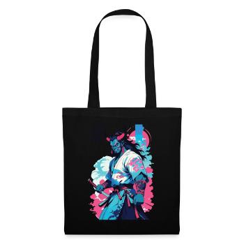 Samouraï Oni Yokai Esthétique Style Vaporwave - Sac en tissu - noir - Devant