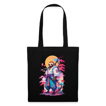 Samurai Faultier Aesthetic Vaporwave Stil - Stoffbeutel - Schwarz - Vorne