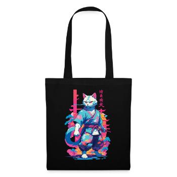 Chat samouraï Vaporwave Esthétique Japon Art - Sac en tissu - noir - Devant