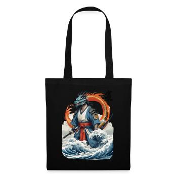 Dragon Samurai & Vintage Ukiyo-e Style Artwork - Tote Bag - black - Front