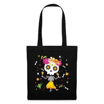 La Catrina Muertos Tag der Toten Halloween - Stoffbeutel - Schwarz - Vorne