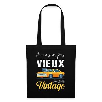 Je suis pas vieux je suis vintage - Sac en tissu - noir - Devant
