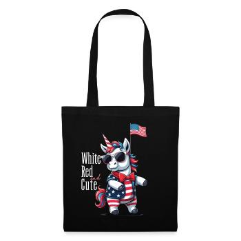 Mignon Licorne des États-Unis 4 de juillet Drapeau américain - Sac en tissu - noir - Devant