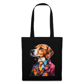 Beagle Suit Dog Colorful Funny Animal Design Print - Tote Bag - black - Front