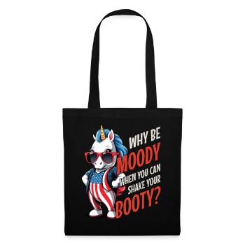 Cute USA Unicorn Why Be Moody Shake Your Booty - Stoffbeutel - Schwarz - Vorne