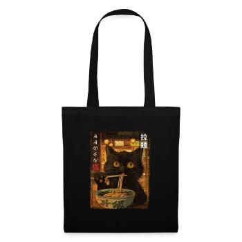 Vintage Aesthetic Ramen Nudeln Kawaii Katze - Stoffbeutel - Schwarz - Vorne