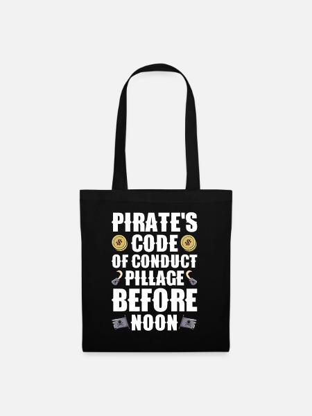 Pirat Totenkopf Freibeuter Piratenschiff - Stoffbeutel - Schwarz