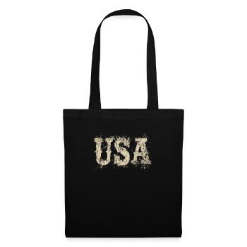 USA Text Amerikanische Flagge Unabhängigkeitstag - Stoffbeutel - Schwarz - Vorne