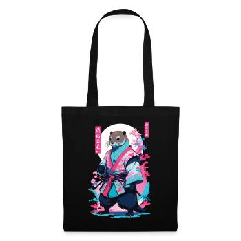 Samouraï Loutre Esthétique Vaporwave Japon Art - Sac en tissu - noir - Devant