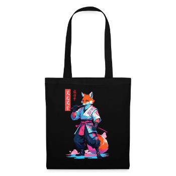 Kitsune Samurai Fox Esthétique Style Vaporwave - Sac en tissu - noir - Devant