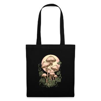 Goblincore Cottagecore Vintage Pilz Mondphasen - Stoffbeutel - Schwarz - Vorne