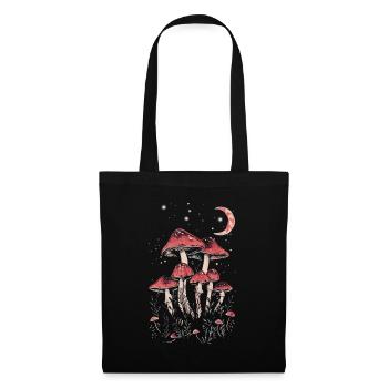 Goblincore Cottagecore Fairycore Pilz Mondphasen - Stoffbeutel - Schwarz - Vorne