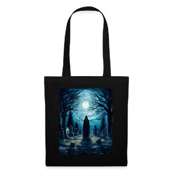 Ghost Cemetery Spooky Starry Night Painting - Tote Bag - black - Front
