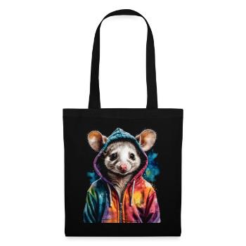 Sweat à capuche opossum Imprimé de design d’animal coloré - Sac en tissu - noir - Devant