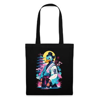 Samurai Ente In Aesthetic Vaporwave Stil - Stoffbeutel - Schwarz - Vorne