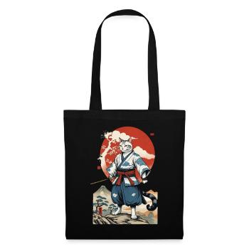 Samurai Cat Vintage Ukiyo-E Japanese - Tote Bag - black - Front