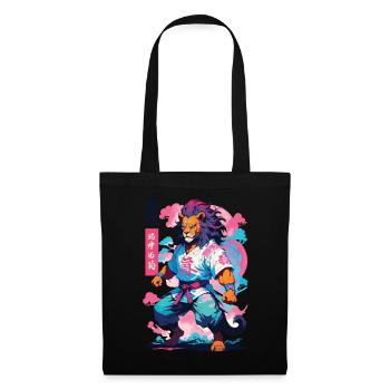 Samouraï Lion Esthétique Vaporwave Style Japon Art - Sac en tissu - noir - Devant