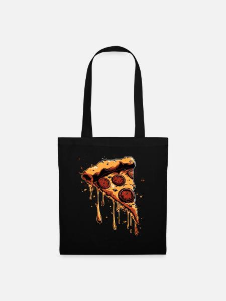 Pizzastück Grafik - Stoffbeutel - Schwarz