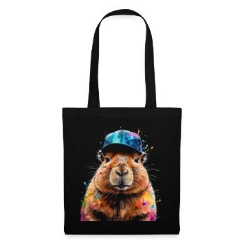 Capybara Snapback Cap Capy Bunt Tier Design Print - Stoffbeutel - Schwarz - Vorne