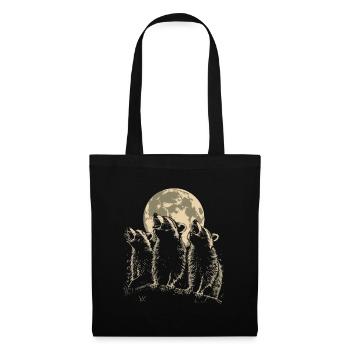 3 raton laveur lune hurlant raton laveur mignon - Sac en tissu - noir - Devant