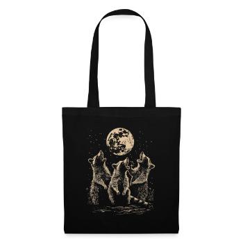 3 Raccoons Moon Howling Funny Animal Art - Tote Bag - black - Front