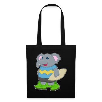 Elephant Surfing Surfboard Summer - Tote Bag - black - Front
