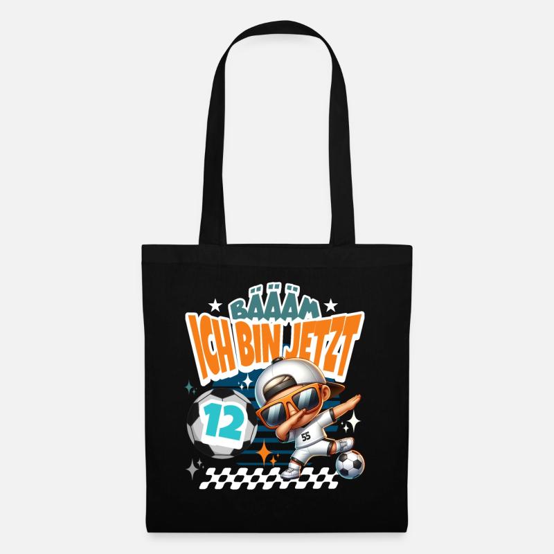 Fußball 12. Geburtstag Bääm Ich Bin Jetzt 12 - Stoffbeutel - Schwarz