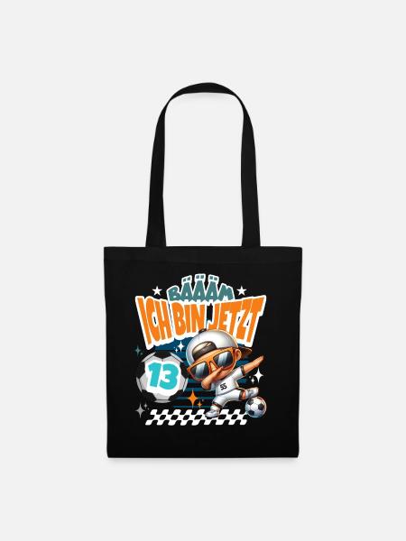 Fußball 13. Geburtstag Bääm Ich Bin Jetzt 13 - Stoffbeutel - Schwarz