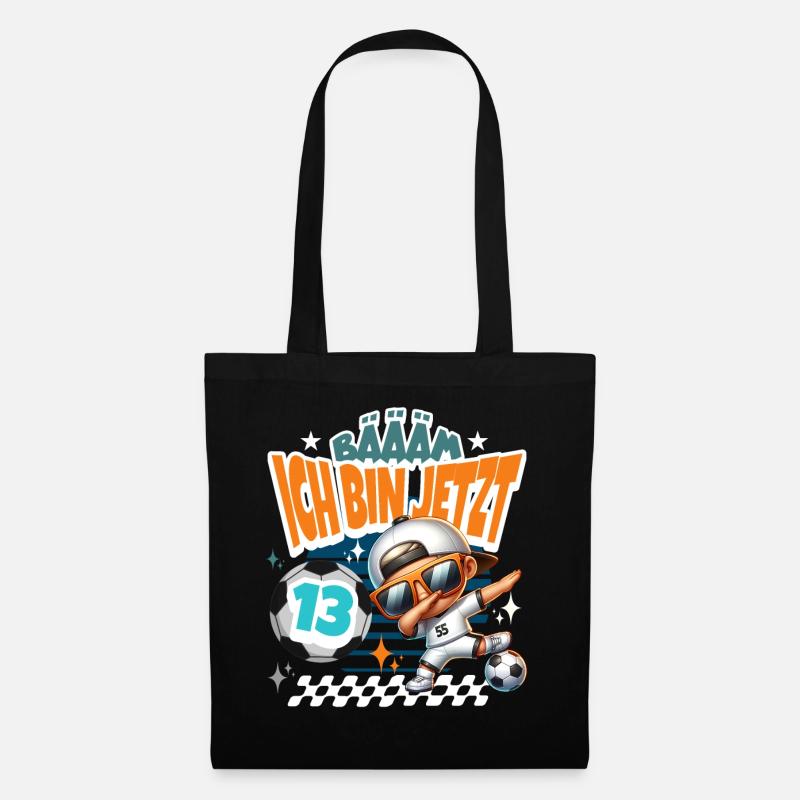 Fußball 13. Geburtstag Bääm Ich Bin Jetzt 13 - Stoffbeutel - Schwarz