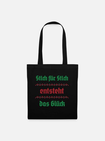 Stitch by stitch, happiness arises - Tote Bag - black