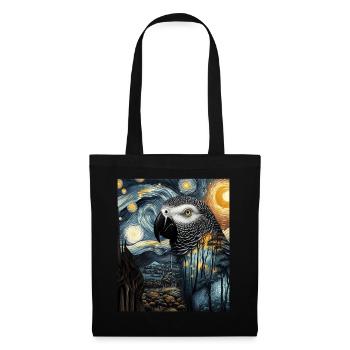 African African Grey Parrot Bird Starry Night Painting - Tote Bag - black - Front