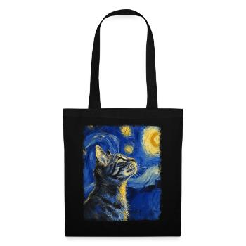 American Shorthair Cat Starry Night Painting - Tote Bag - black - Front