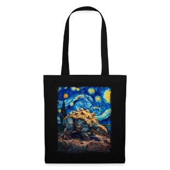 Ankylosaurus dinosaure Peinture de nuit étoilée - Sac en tissu - noir - Devant
