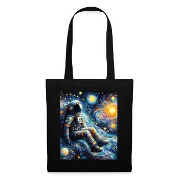astronaute planète spatiale nuit étoilée peinture - Sac en tissu - noir - Devant