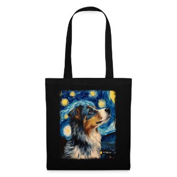 Australian Shepherd Herding Dog Starry Night Painting - Tote Bag - black - Front