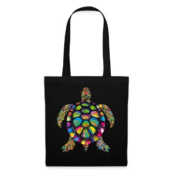 Schildkröte Bunt Popart Reptil Süße Schildkröten - Stoffbeutel - Schwarz - Vorne
