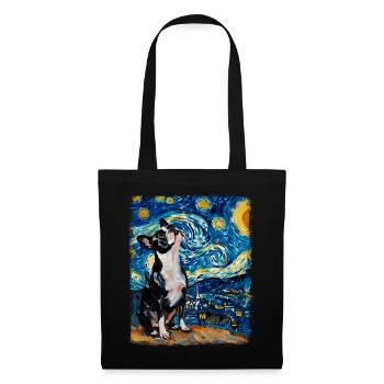 Boston Terrier Dog Starry Night Painting - Tote Bag - black - Front