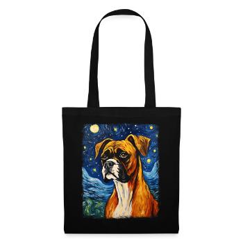 Boxer Dog Starry Night Painting - Tote Bag - black - Front