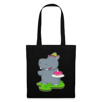 Gâteau d’anniversaire hippopotame - Sac en tissu - noir - Devant
