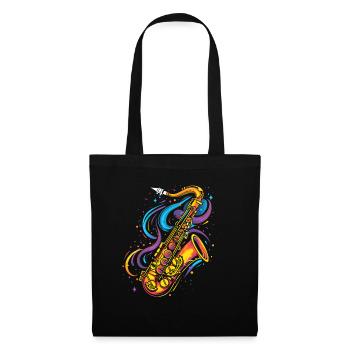 Saxophone Cartoon Look - Sac en tissu - noir - Devant