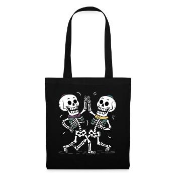 Couples de squelettes dansants avec des foulards colorés - Sac en tissu - noir - Devant