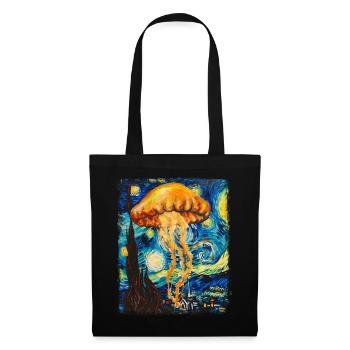 Méduse Océan Nuit étoilée Peinture - Sac en tissu - noir - Devant