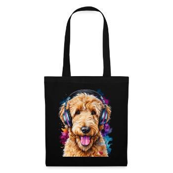 Goldendoodle Casque Chien Animal Design Imprimer - Sac en tissu - noir - Devant