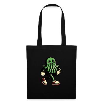 Happy Cthulhu Mascot Funny Monster - Tote Bag - black - Front