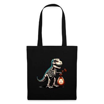 T Rex Dinosaurier Skelett Halloween Kostüm Deko - Stoffbeutel - Schwarz - Vorne