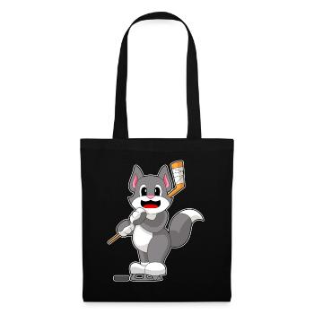 Katze Eishockey Eishockeyschläger - Stoffbeutel - Schwarz - Vorne