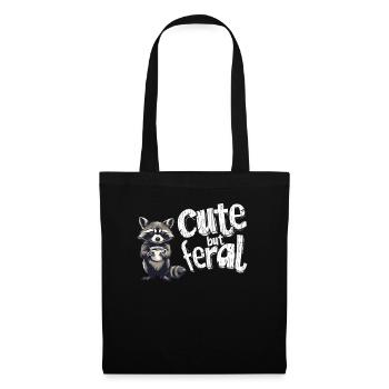Cute but feral Kaffee Trinker Waschbär Cartoon - Stoffbeutel - Schwarz - Vorne