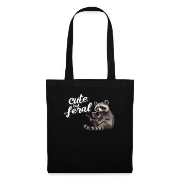 Drôle de buveur de café raton laveur - Mignon mais sauvage - Sac en tissu - noir - Devant